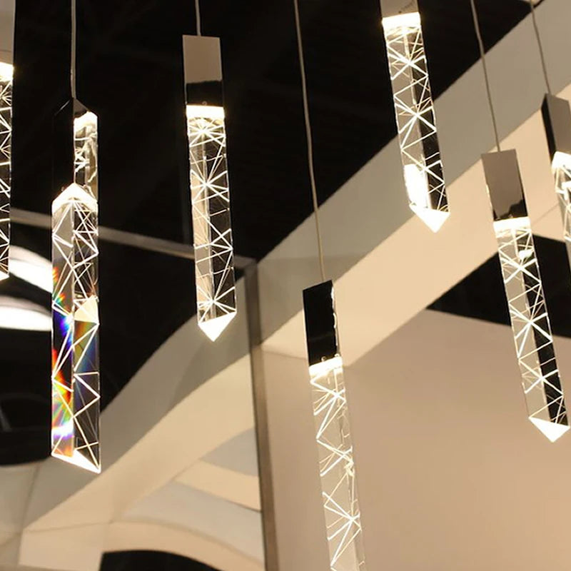 cristal k9 chrome loft lustre suspendu - vue 4 sur 15
