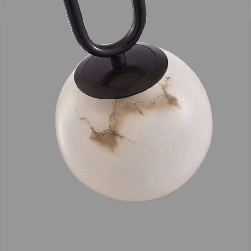 suspension led en laiton et marbre naturel réglable - vue 5 sur 8