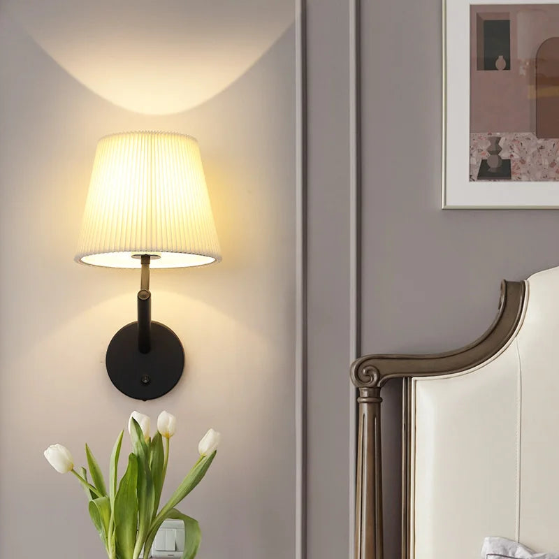 applique murale vintage américaine avec interrupteur led plissée