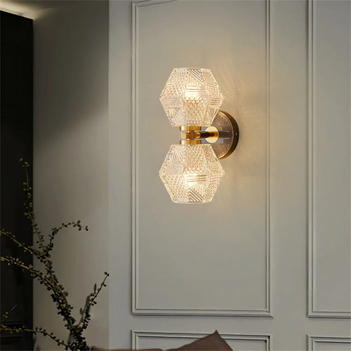 applique murale led en cuivre et verre style nordique moderne - vue 2 sur 12