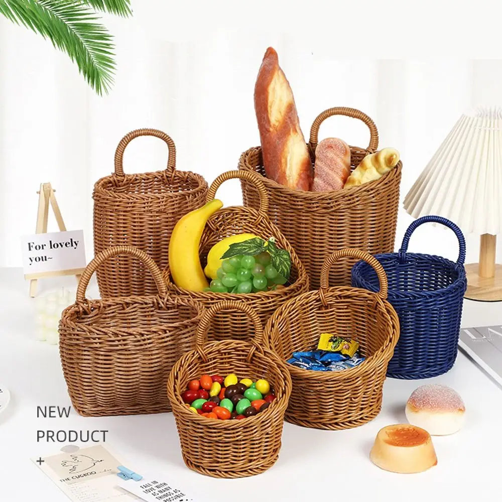 panier de rangement en rotin tissé à la main pour fruits légumes et fleurs - vue 4 sur 14