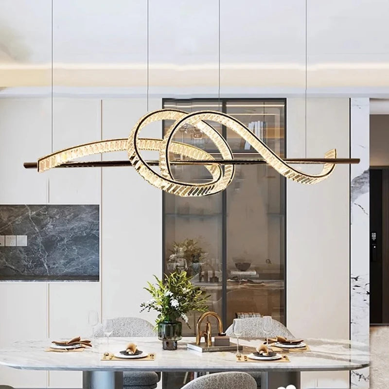 lustre moderne design cristal pour salle à manger éclairage intérieur
