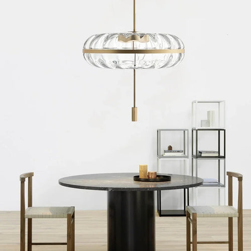 suspension design post-moderne en verre effet ondulation luxe - vue 4 sur 7