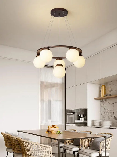 lustre en bois design pour décoration contemporaine maison - vue 5 sur 14