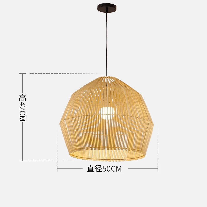suspension vintage en bambou style chinois fait main pour décoration intérieure