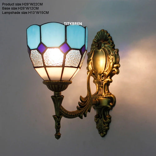 applique murale fleurs turques abat-jour baroque en verre décoratif - vue 13 sur 17