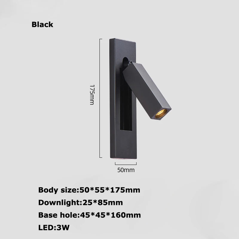 applique murale led rotative avec interrupteur pour lecture - vue 9 sur 21