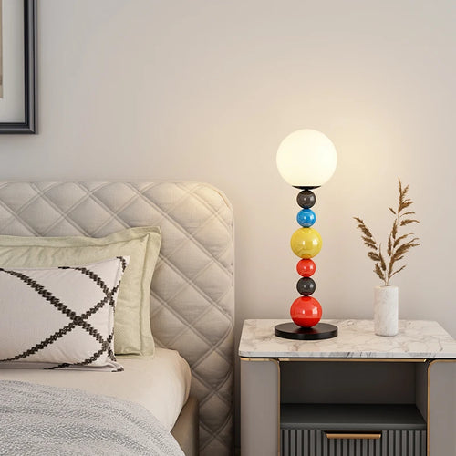 lampadaire moderne à perles colorées et abat-jour en verre - vue 5 sur 9