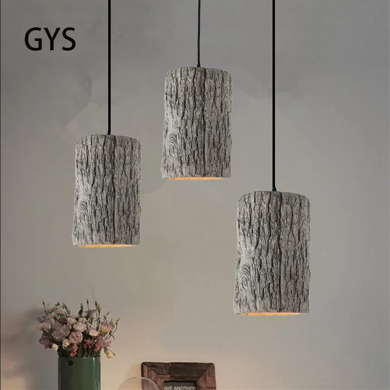 Suspension LED lumière nordique Style industriel LOFT rétro lustre Grain de bois ciment magasin barre Spot lumière grand Long fil 110 V 220 V