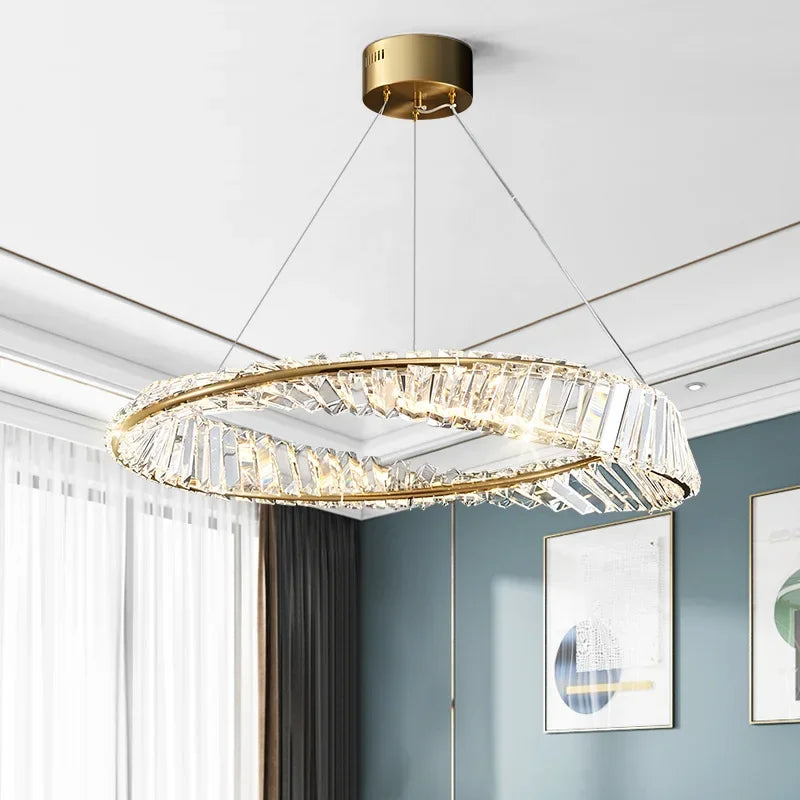lustre doré de luxe pour salon décor chambre en cristal éclairage en verre argenté