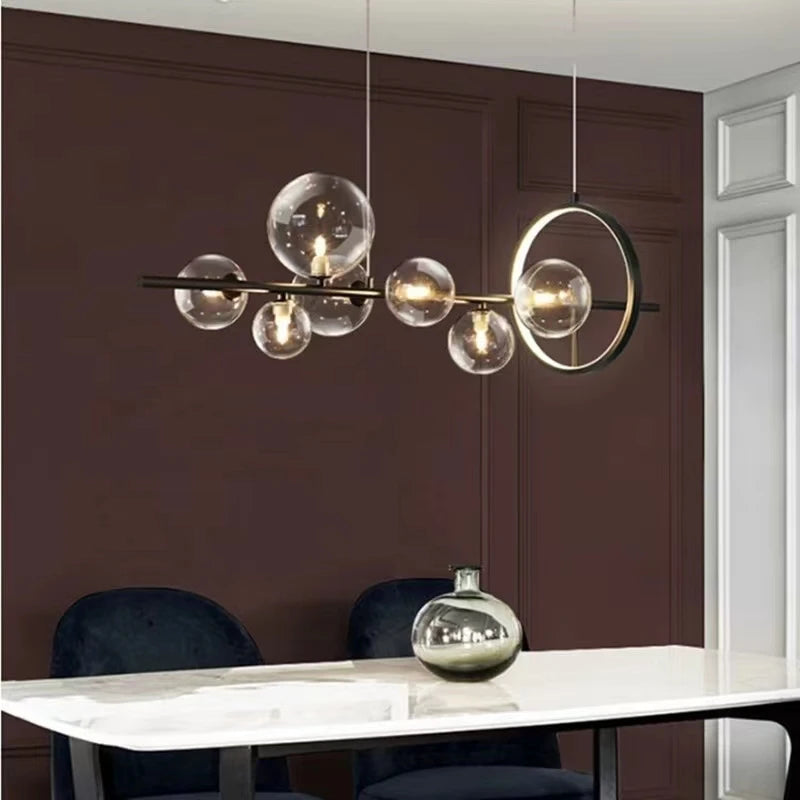 lustre en verre design nordique pour éclairage moderne décoratif - vue 4 sur 16