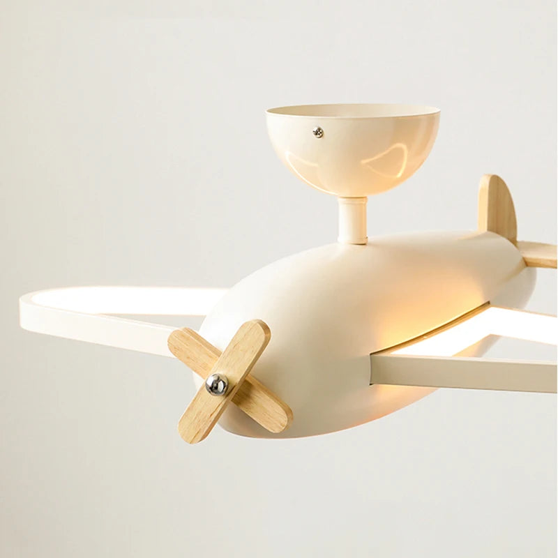 plafonnier avion dessin animé en bois pour chambre d'enfant - vue 4 sur 9