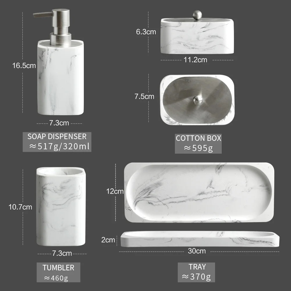ensemble d'accessoires en marbre blanc pour salle de bain - vue 7 sur 8