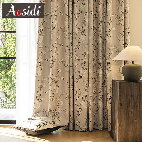 Rideau occultant motif floral moderne pour chambre salon