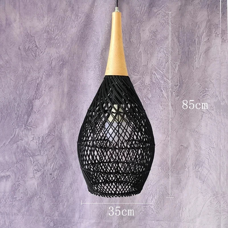 Suspension vintage d'Asie du Sud-Est Lampes en rotin de haute qualité Salon Restaurant Cuisine Luminaires Loft Luminaires - vue 12 sur 21