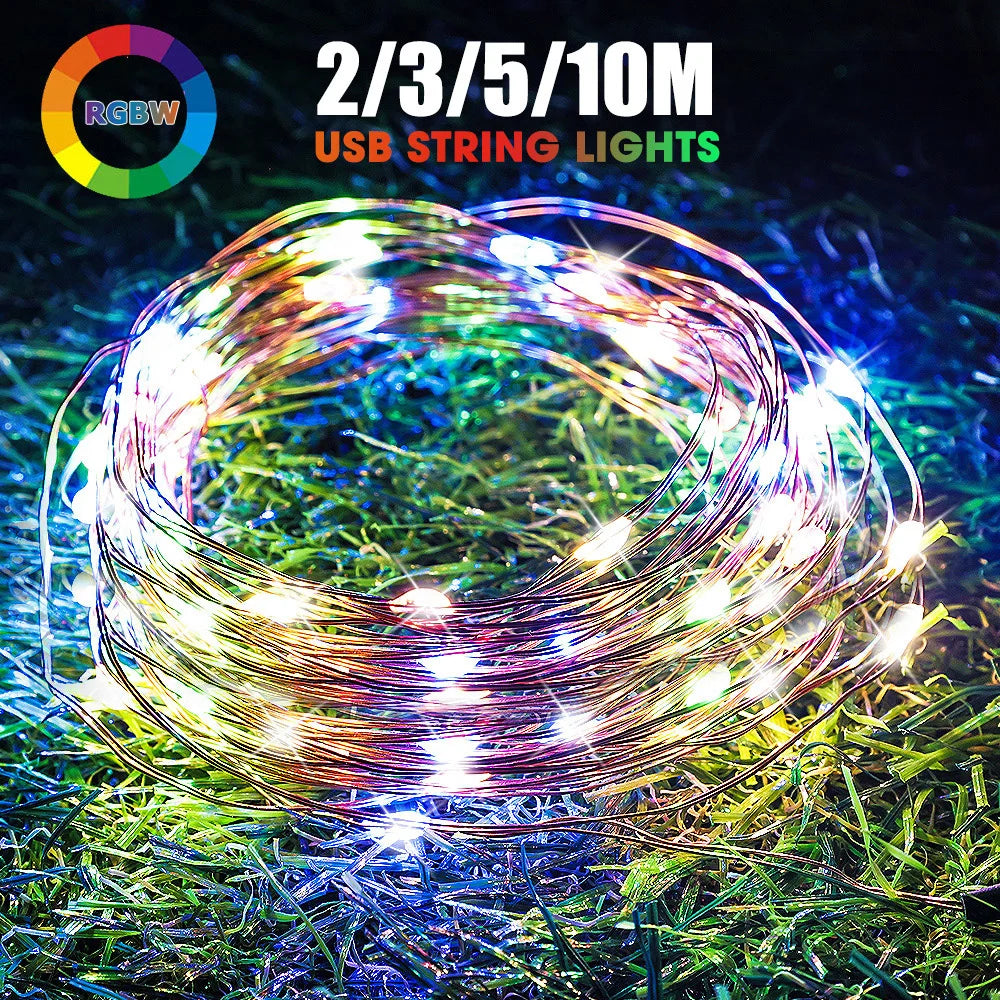 guirlande lumineuse led cuivre étanche pour fêtes et décorations - vue 2 sur 10