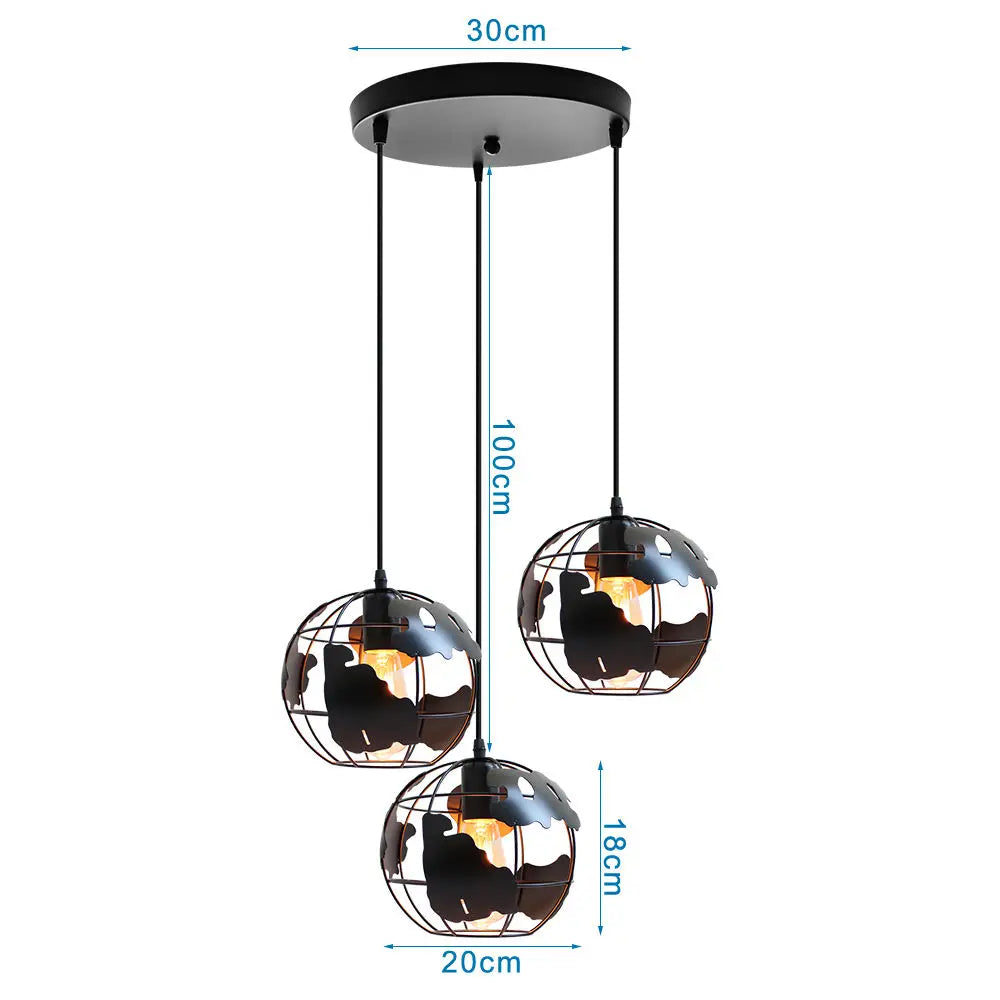 suspension en métal abat-jour globe style industriel moderne - vue 12 sur 14