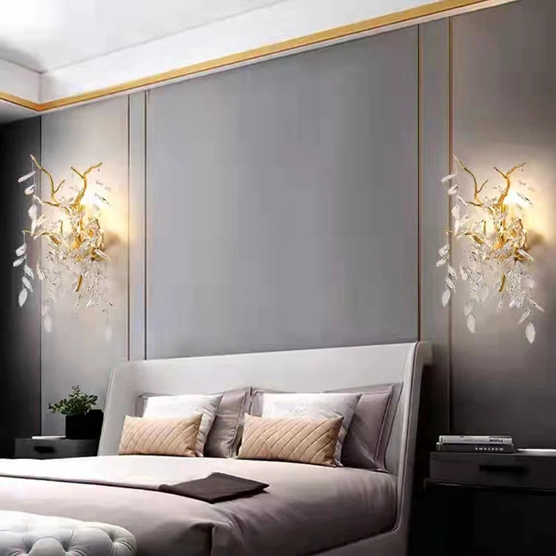 Applique murale led moderne en cristal et aluminium doré art déco - vue 5 sur 21