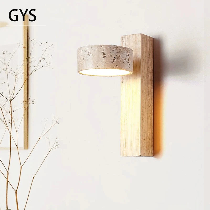 Applique murale bois noyer led rotatif tirer - vue 2 sur 9