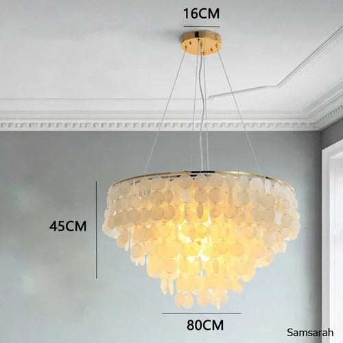 lustre nordique en coquillage avec luminaire à led - vue 15 sur 17