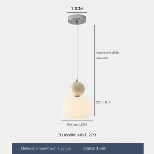 lustre décoratif acrylique avec abat-jour suspendu créatif - vue 14 sur 14