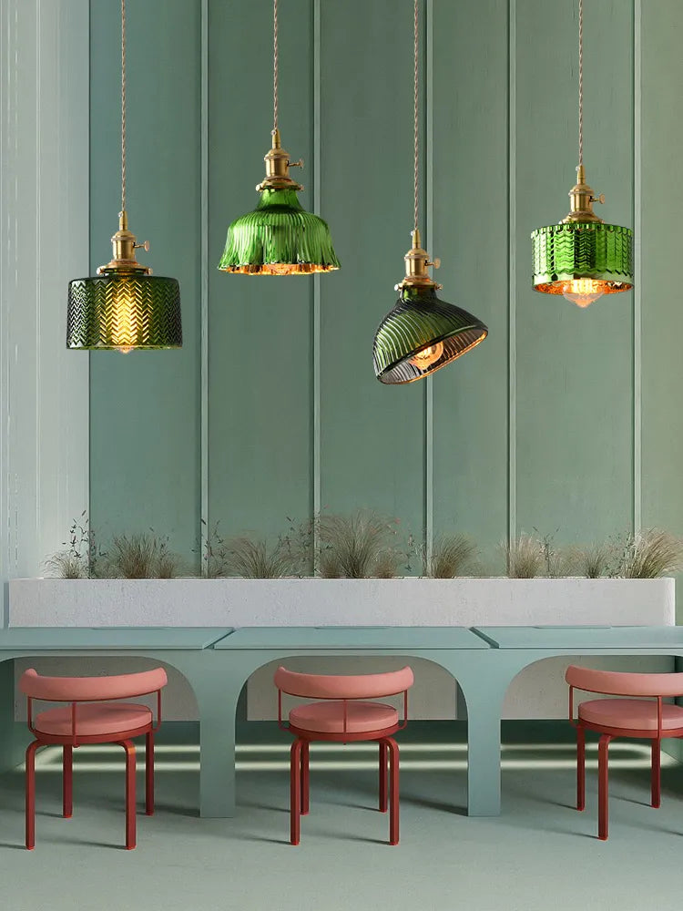 Suspension en verre vert scandinave