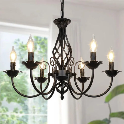lustre vintage en fer forgé suspension en métal noir