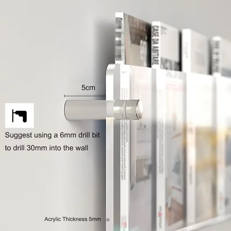 étagère à livres en acrylique support de rangement mural design moderne