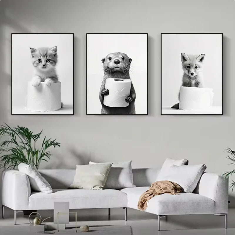 affiche murale drôle d'animaux mignons pour décoration intérieure