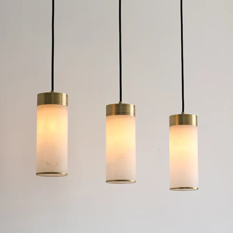 suspension rétro en cuivre avec abat-jour en marbre pour intérieur et jardin - vue 3 sur 9