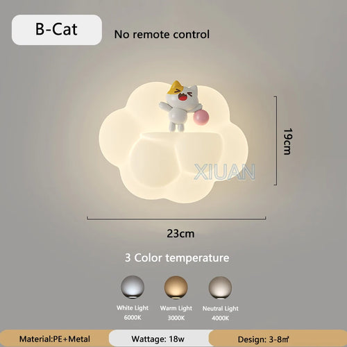 applique murale nuage ours chat singe pour enfants bébé - vue 9 sur 9
