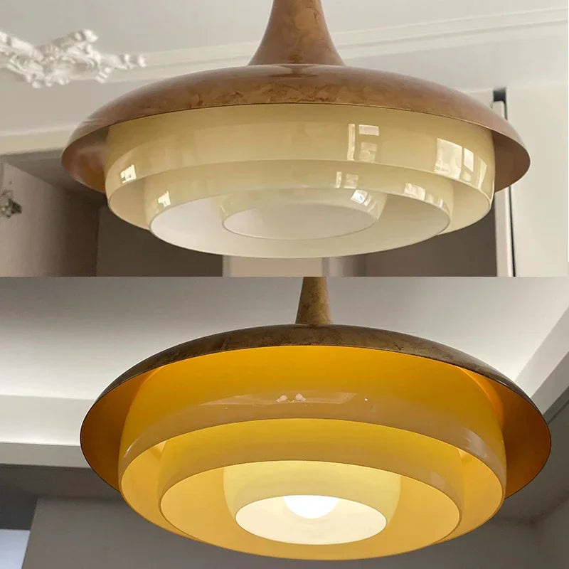 plafonnier led rétro en verre et métal pour intérieur décoratif - vue 5 sur 7