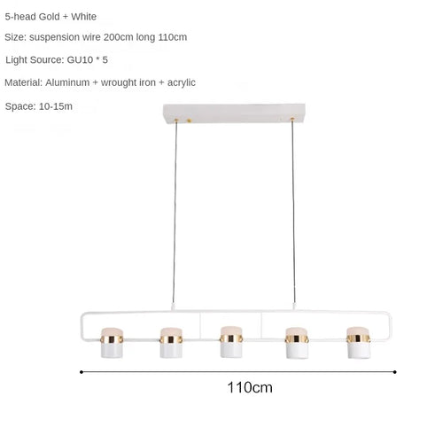 Nordic Designer Strip Restaurant Chandelier Minimalist Creative Bar Table Lamp, Bedroom Bedside Decoration Small GU10 Chandelier - vue 10 sur 14