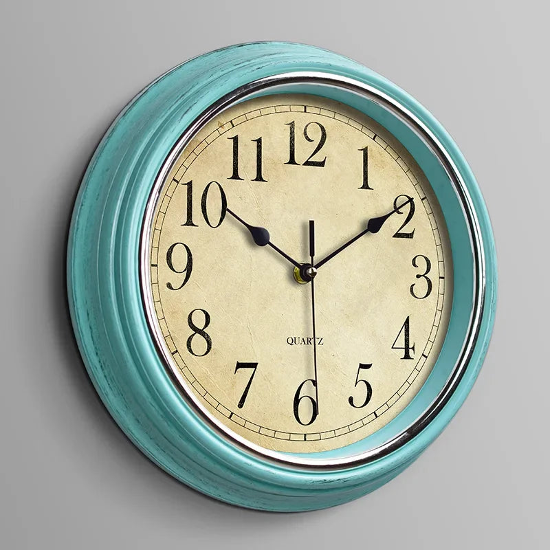 horloge murale vintage silencieuse pour décoration intérieure