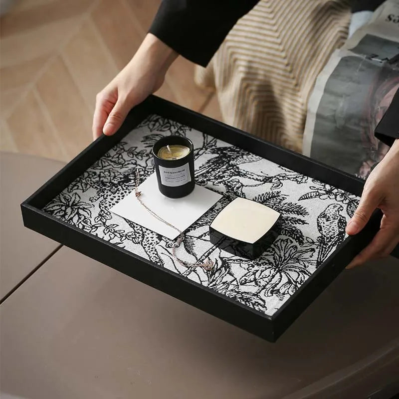 plateau décoratif rétro en cuir pour rangement et présentation