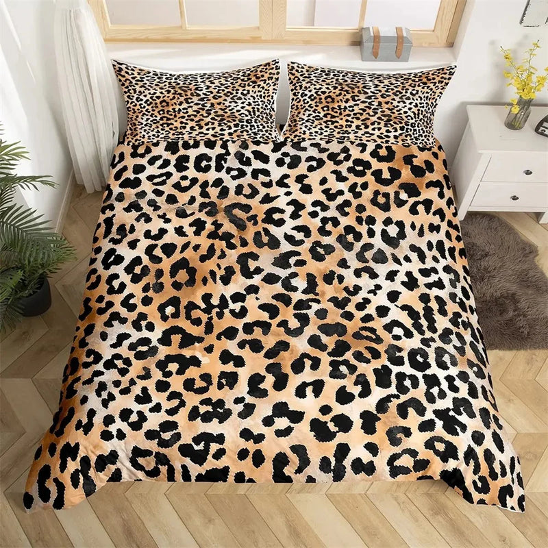 housse de couette léopard pour enfants et adultes en polyester