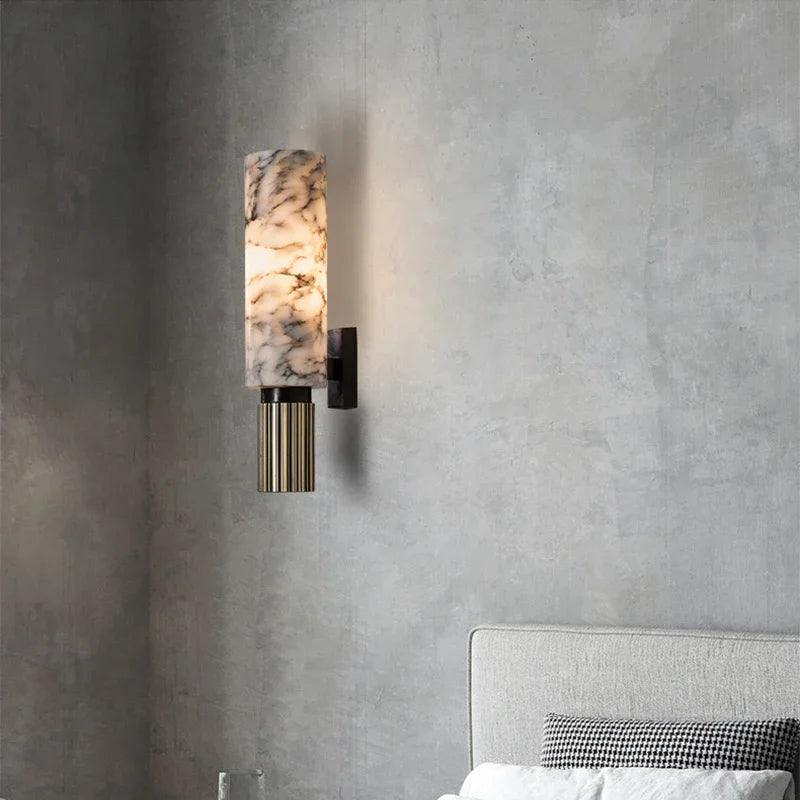 FSS moderne chinois marbre applique cuivre lumière luxe naturel marbre applique Villa allée couloir chambre étude applique