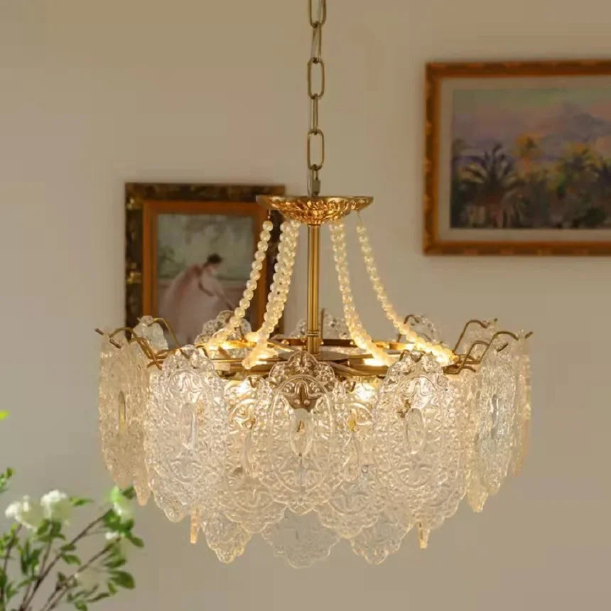 suspension moderne en verre clair style français luxe - vue 2 sur 18