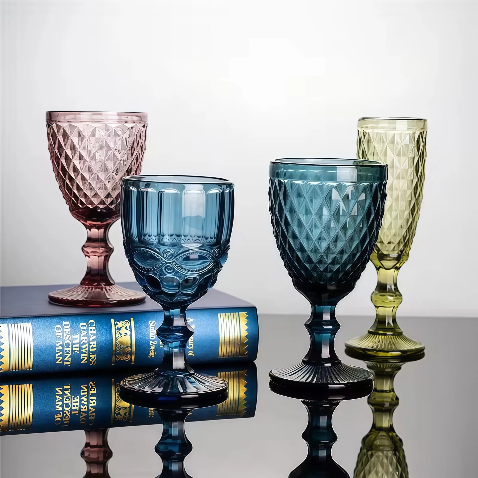 Verre a vin relief style retro verre epais - vue 3 sur 6