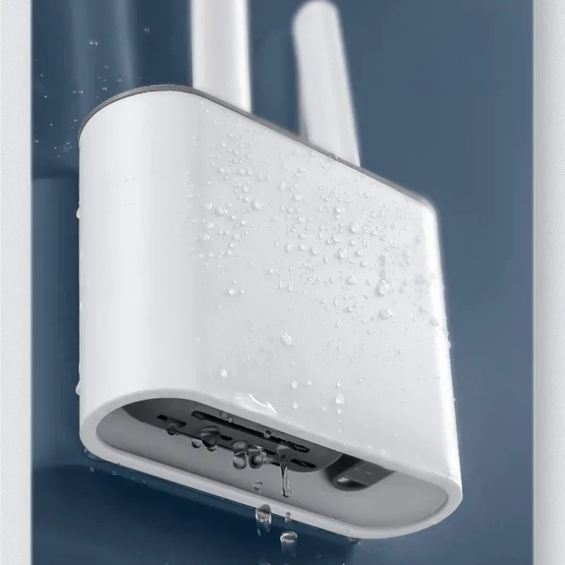 ensemble brosse toilette silicone avec support mural accessoires nettoyage - vue 6 sur 8