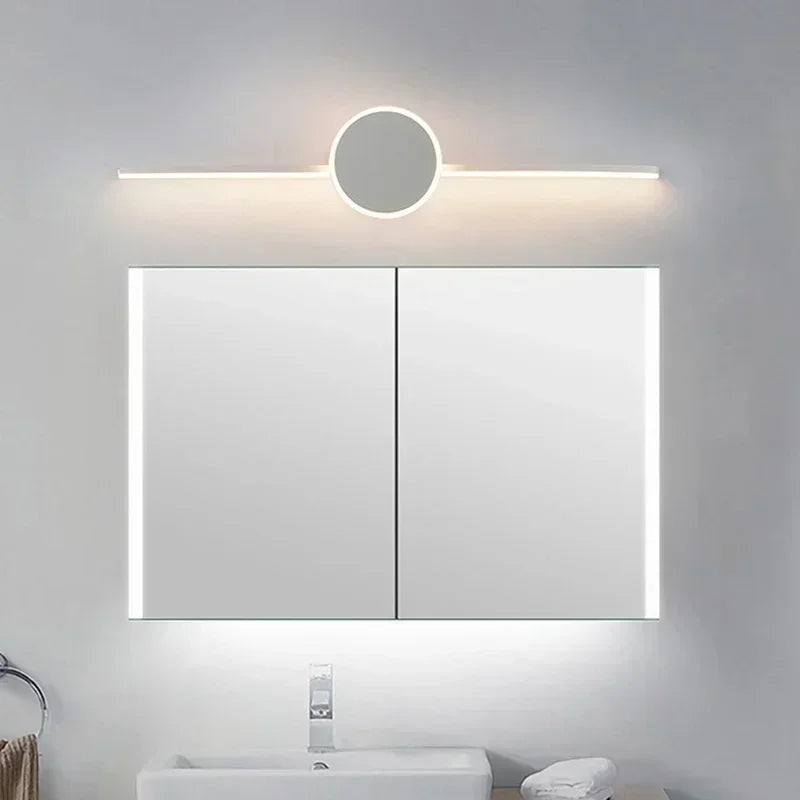 Lampe de applique murale LED moderne 60CM miroir décor longue bande lumineuse ronde base carrée ou appliques murales toilette douche hôtel éclairage lustre