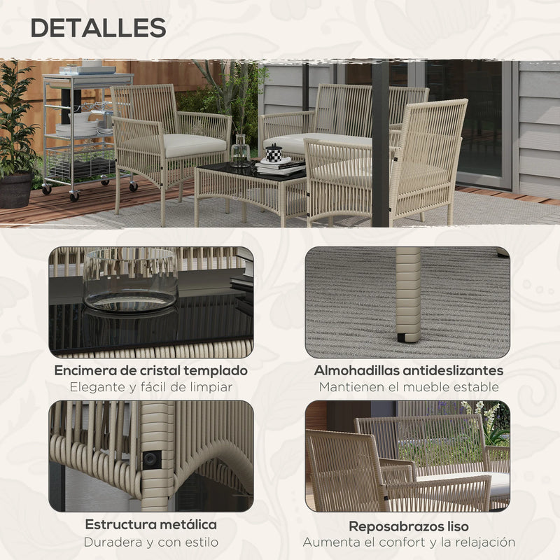 ensemble de meubles de jardin en rotin 4 pièces