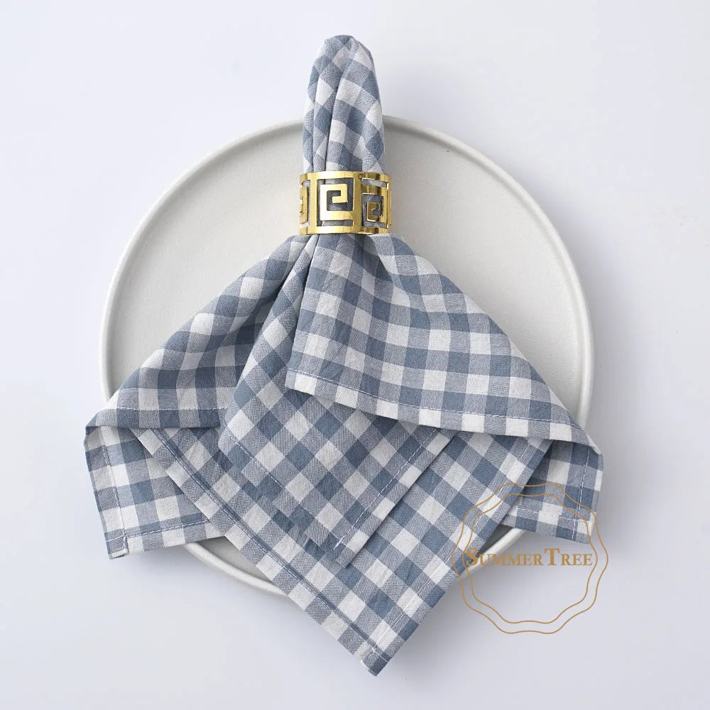 Serviette de table coton motif vichy carreaux style - vue 7 sur 7