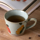 Mug ceramique retro motif floral peint main personnalisable