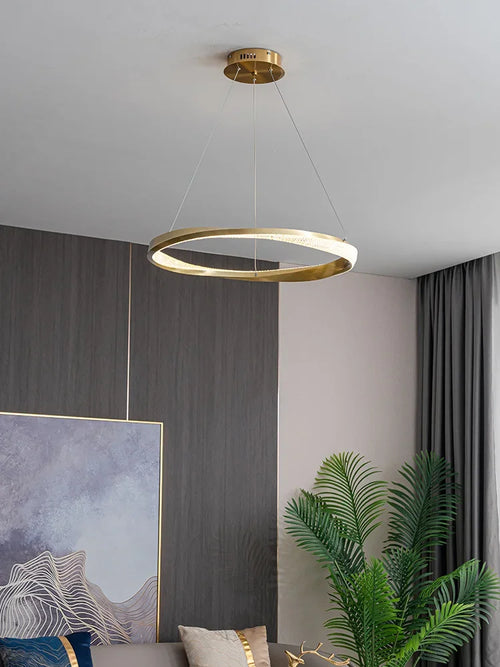 Living room lamps light luxury lamps modern minimalist atmosphere minimalist circle combination hall Italian ring chandelier - vue 4 sur 12