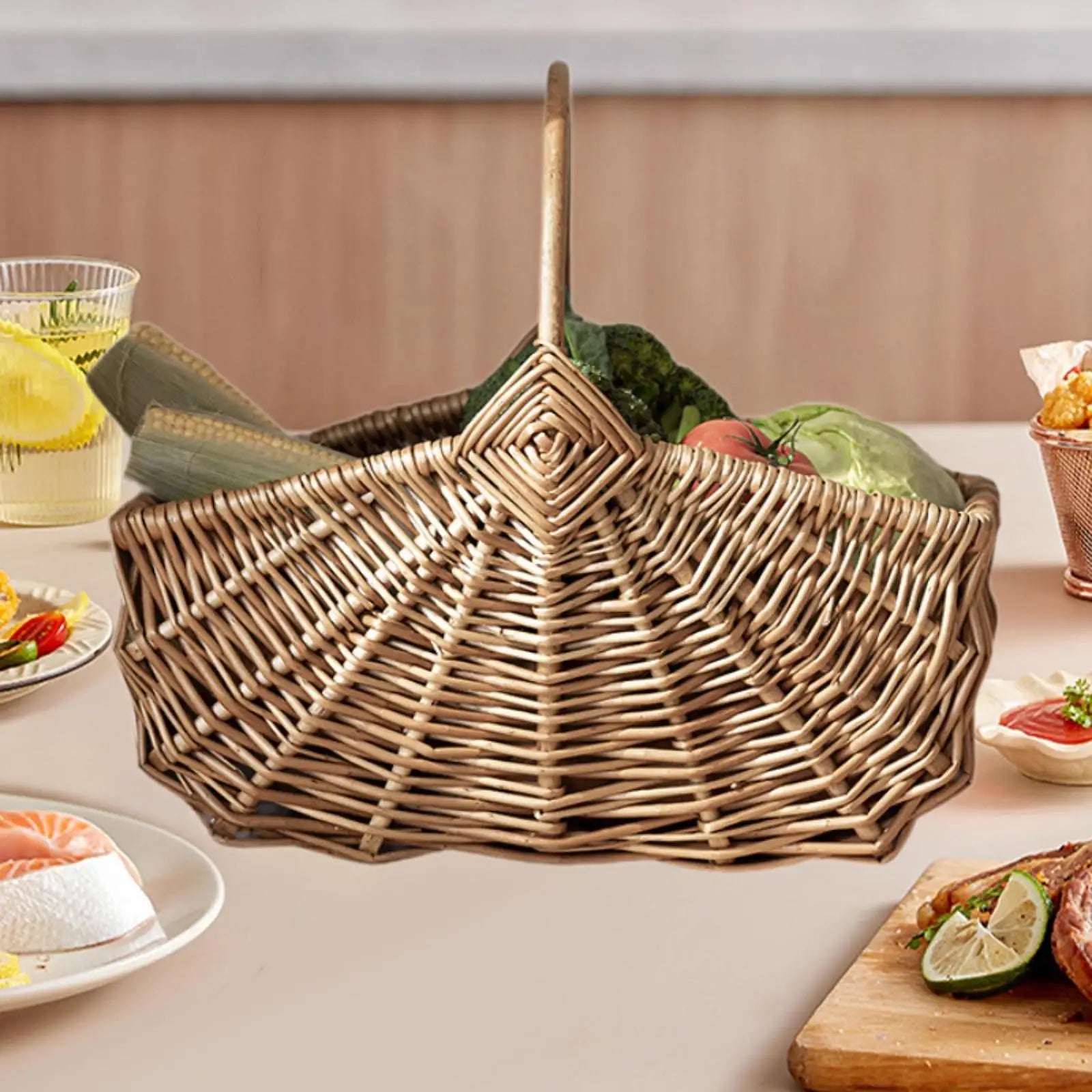 panier en osier pour pique-nique fruits légumes camping et fêtes - vue 6 sur 7
