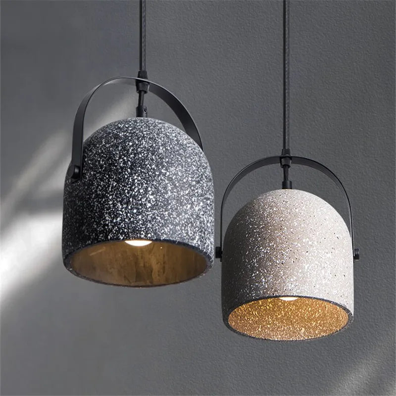 suspension en béton design abat-jour terrazzo style industriel créatif
