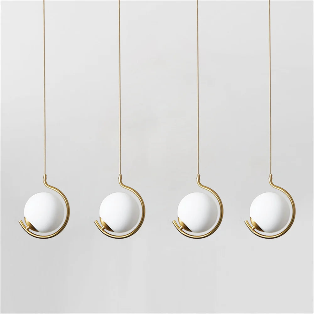 suspension nordique en métal et verre avec boule led décorative - vue 4 sur 10