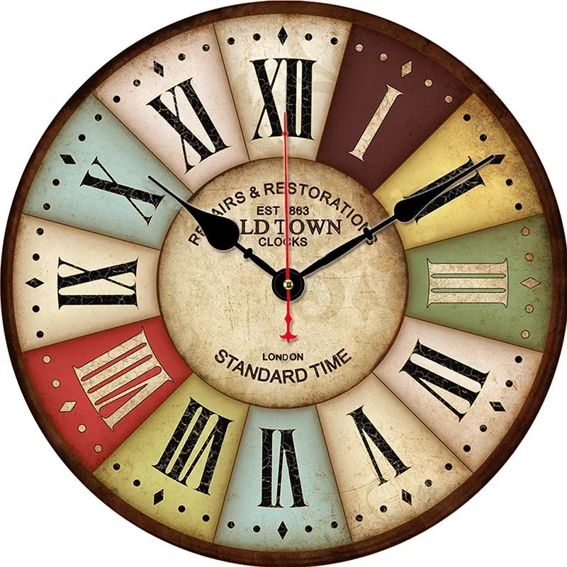 horloge murale rétro silencieuse pour décoration intérieure moderne - vue 8 sur 19