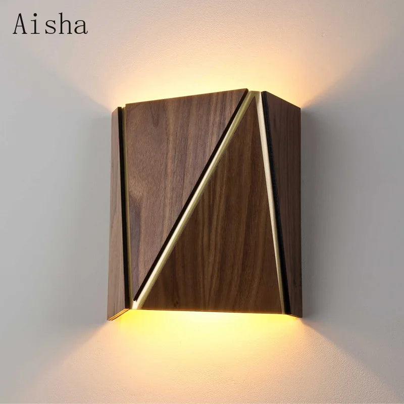 applique murale en noyer design japonais en bois massif - vue 2 sur 7
